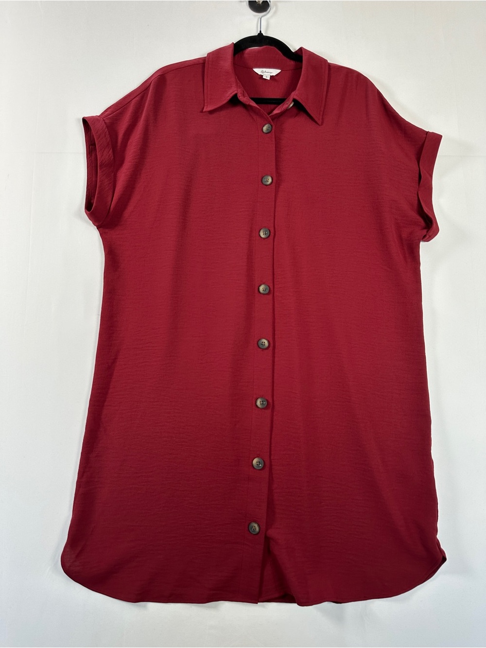 Reitmans Burgundy Airflow Button-Front Shirt Dress Size L